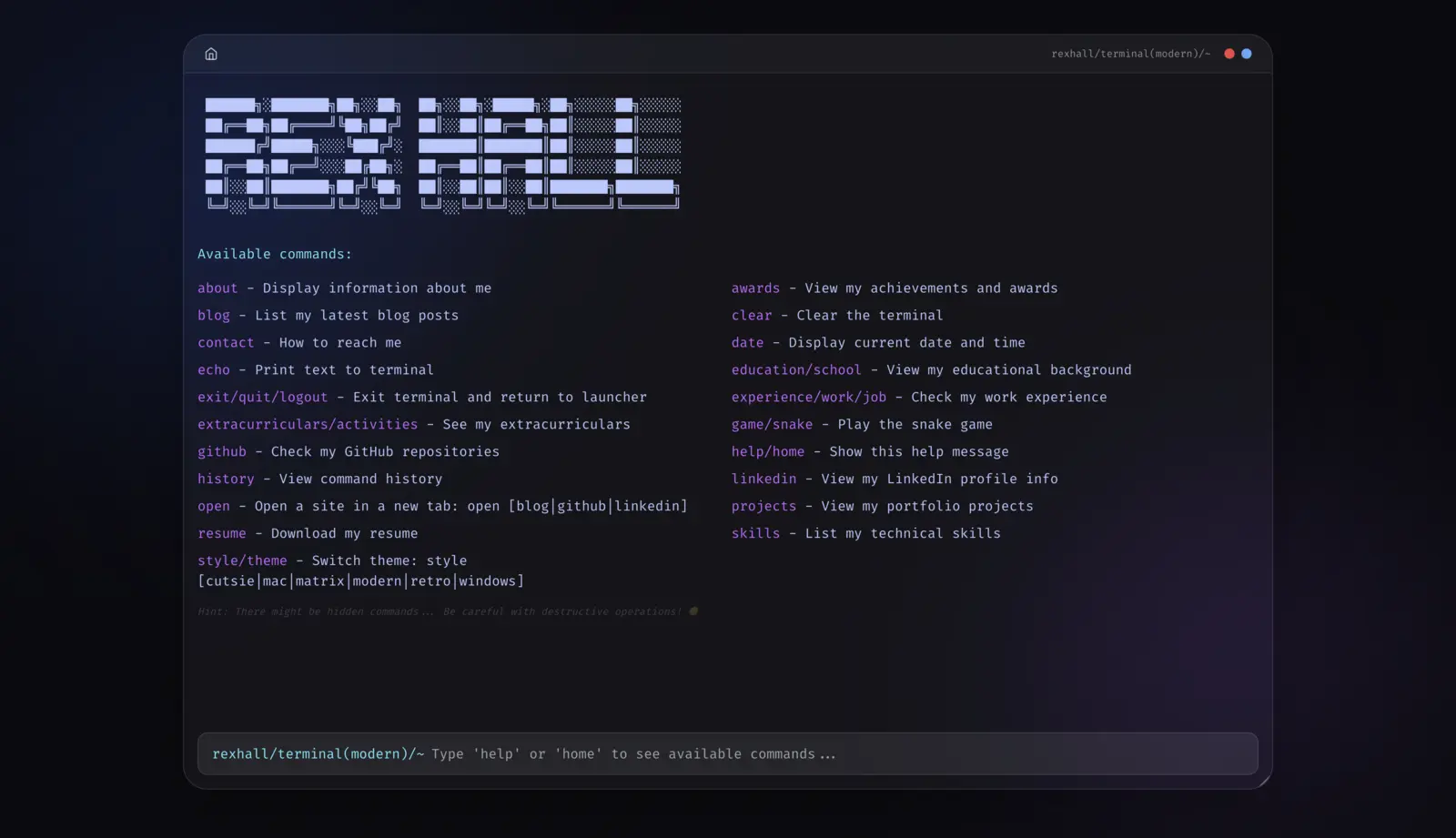 Modern terminal theme Modern terminal theme preview